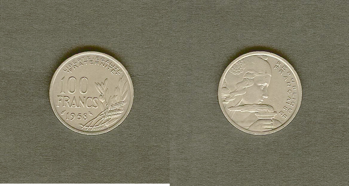 100 francs Cochet, chouette 1958 TTB+ à SUP